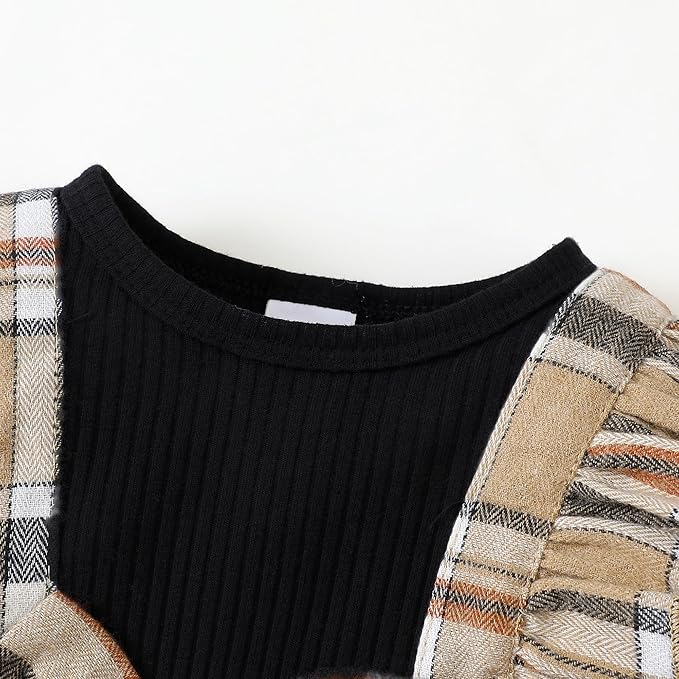 Newborn Infant Baby Girl Clothes Fall Winter Plaid Long Sleeve Jumpsuit One Piece Romper Bodysuit Baby Overalls Outfits