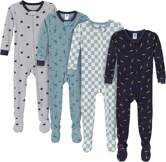 Gerber baby-boys Baby-boys 4-pack Footed Pajamas