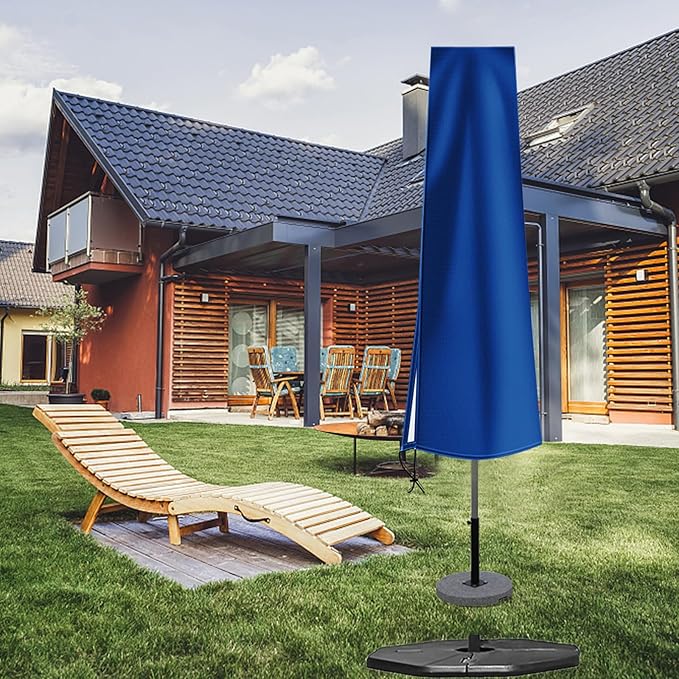 OKPOW Umbrella Covers for Outdoor Umbrellas - Small Patio Umbrella Cover for 6 ft to 9 ft Outdoor Table Umbrella - Waterproof Windproof Anti-UV Garden Parasol Covers, Blue