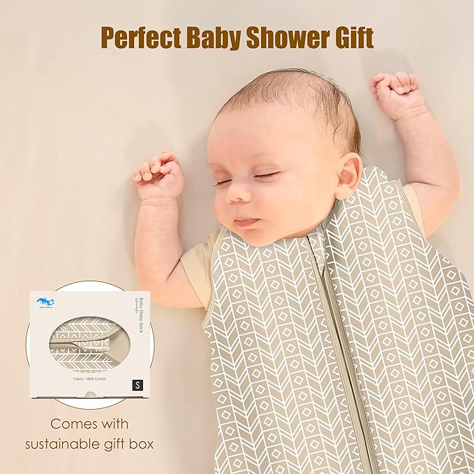 SWEET DOLPHIN Baby Sleep Sack 0-6 Months - 100% Cotton 2-Way Zipper TOG 0.5 Infant Wearable Blanket, Newborn Essentials Toddler 3 Pack Sleeping Sacks - Brown