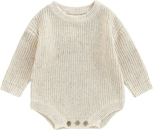 FYBITBO Baby Girl Boy Sweater Knit Oversized Pullover Sweatshirt Romper Onesie Warm Fall Winter Clothes Outfit Newborn
