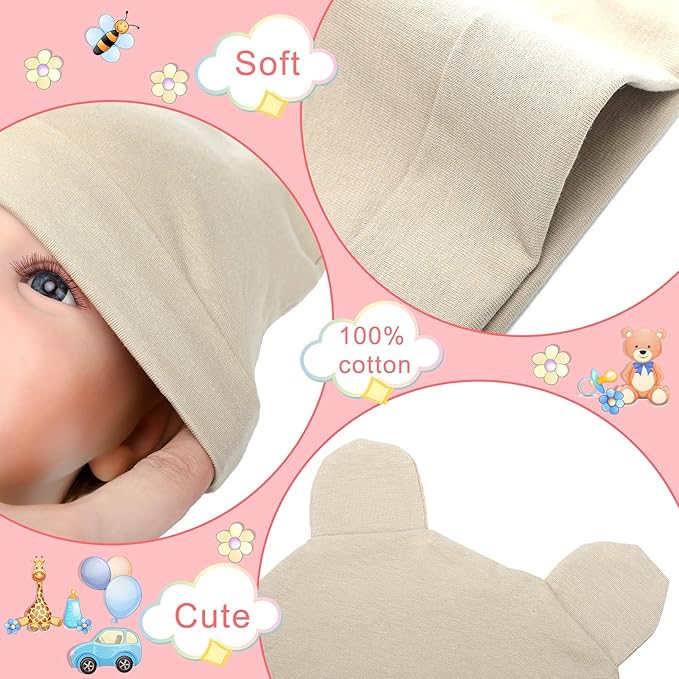 Toulite 10 Set Newborn Baby Socks Hat and Mittens Soft Ankle Sock Newborn Beanie Mitten for Boys Girls Infant