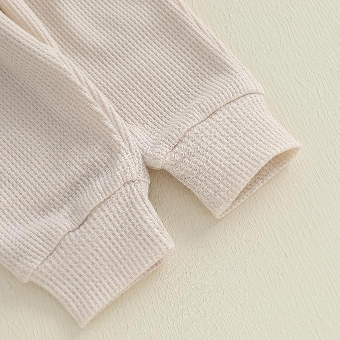 Kupretty Baby Boy Clothes 3 6 12 18 Months Fall Winter Outfit Mama's Boy Embroidery Waffle Long Sleeve Romper Pants Set