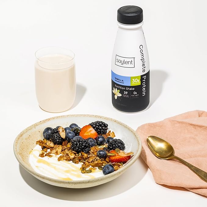 Soylent Vanilla High Protein Shake, 30g Complete Protein, Vegan, Dairy Free and 0g Sugar, Ready to Drink Protein Drinks, 11 Oz, 36 Pack