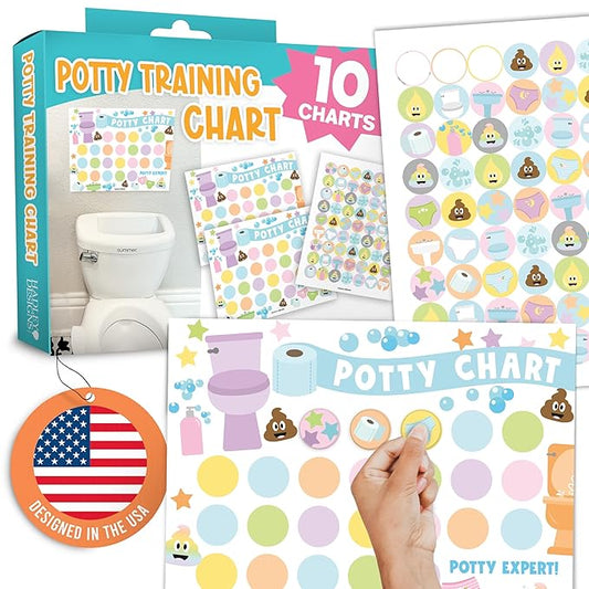 Hadley Designs Potty Training Chart for Girls with Fun Reward Stickers – 10 Potty Chart for Toddlers Girls, 8.5x11" Potty Training Sticker Chart for Toilet Success, Pastel Reward Chart for Kids