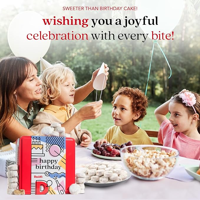 David’s Cookies Happy Birthday Gift for Everyone – Butter Pecan Meltaways Cookies with Crunchy Pecans and Powdered Sugar – Premium Fresh Ingredients – Comes with a Lovely Tin Box - 2 Lbs