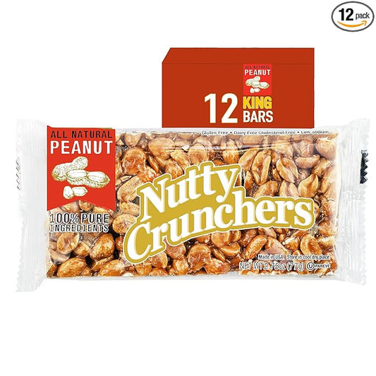 Nutty Crunchers All Natural Ingredients Large Bars (Peanut, 12 King Bars/box)