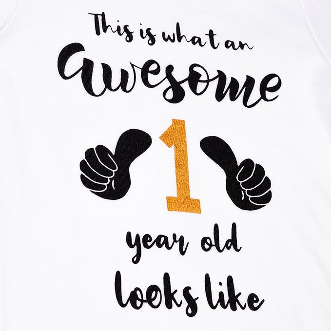 Cnins Funny Baby Bodysuit & Daddy Matching Cotton Outfit for Wild One 1st Birthday, Unisex Newborn Infant Clothes 0-24M