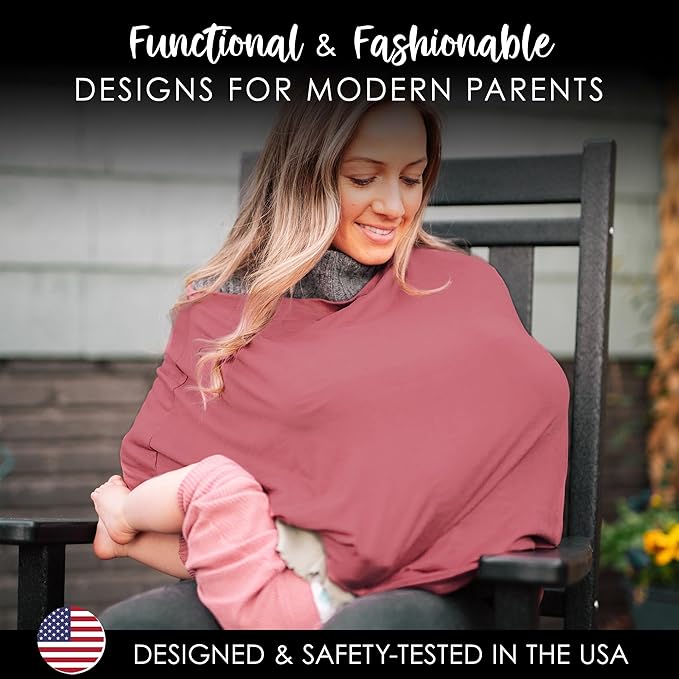 Milk Snob Original 5-in-1 Luxe Cover in Ash Rose - Added Privacy for Breastfeeding, Baby Car Seat, Carrier, Stroller, High Chair, Shopping Cart, Lounger Canopy, Newborn Essentials, Nursing Top