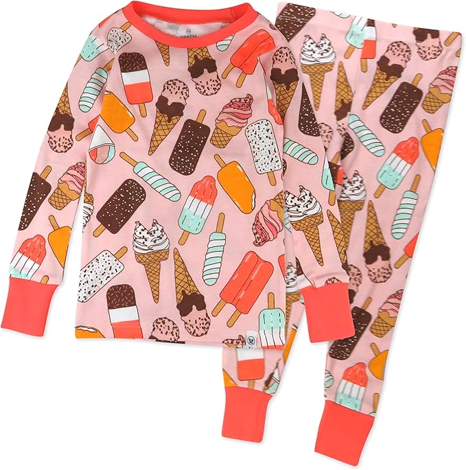 HonestBaby baby-girls 2-piece Pajamas Sleepwear Pjs 100% Organic Cotton for Baby, Toddler, Kids, Girl