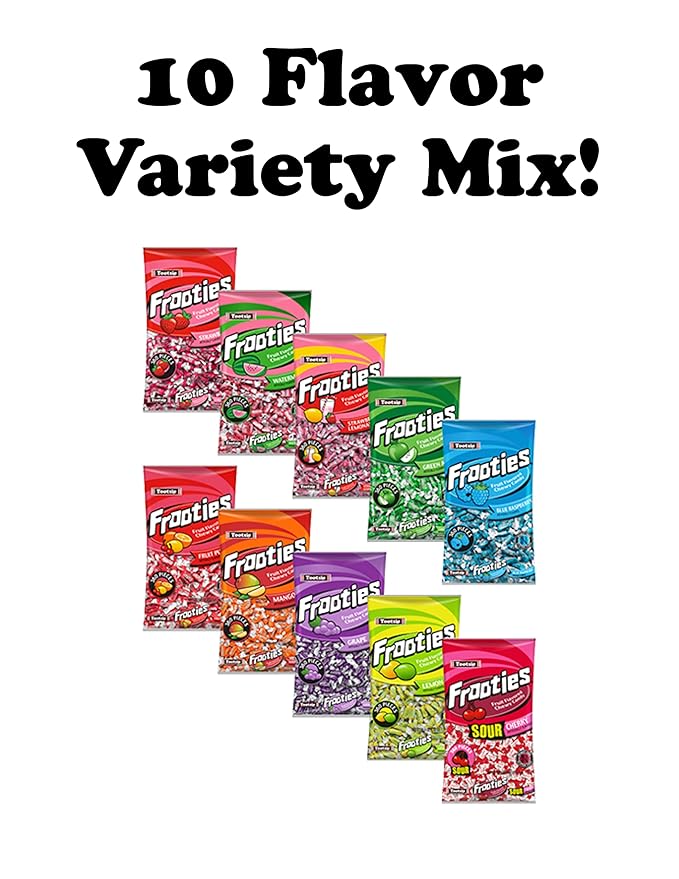 Fruities 10 Flavors - 2 LB Bulk Candy - Assorted Flavor - Fruit Chews - Gluten Free - Ultimate Variety - Taffies - Individually Wrapped Candy - Queen Jax