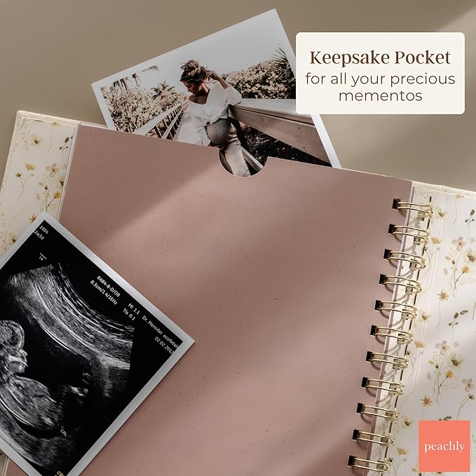 Peachly Pregnancy Journal - Linen Pregnancy Book to Capture Every Milestone - Pregnancy Must Haves - Baby Book Keepsake Pregnancy Journals For First Time Moms and Experienced Moms