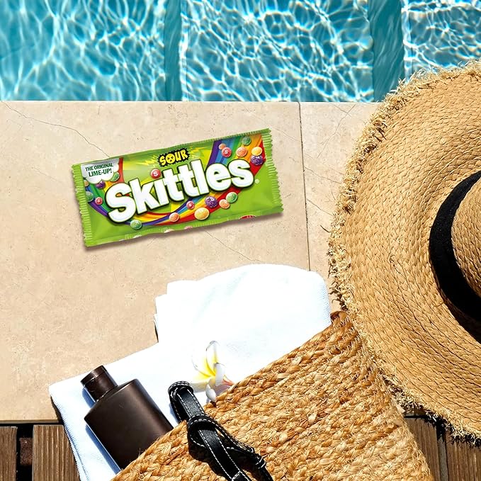 SKITTLES Sours Individually Wrapped Full Size Chewy Candy Packs, 24 Ct Bulk Box