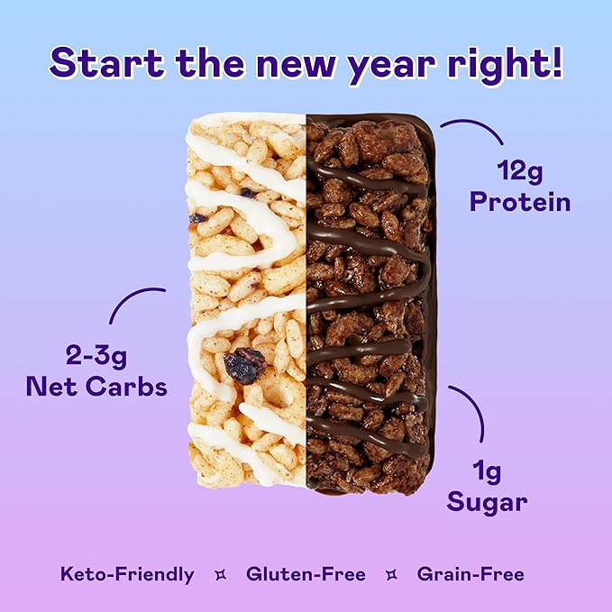 MAGIC SPOON Treats - High Protein, Low Carb, Keto Friendly, Low Sugar, Gluten Free, Crispy Protein Bar Cereal Bar, On-The-Go Healthy Snack (8 Blueberry Muffin Bars, 8 Double Chocolate Bars)