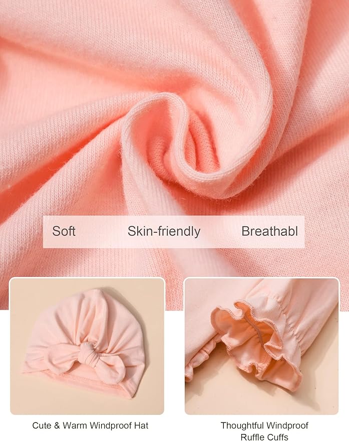 AGAPENG Newborn Girl Clothes Ruffle Letter Print Romper Infant Bell Bottom Jumpsuit Boho Baby Girl Clothes with Headband Hat