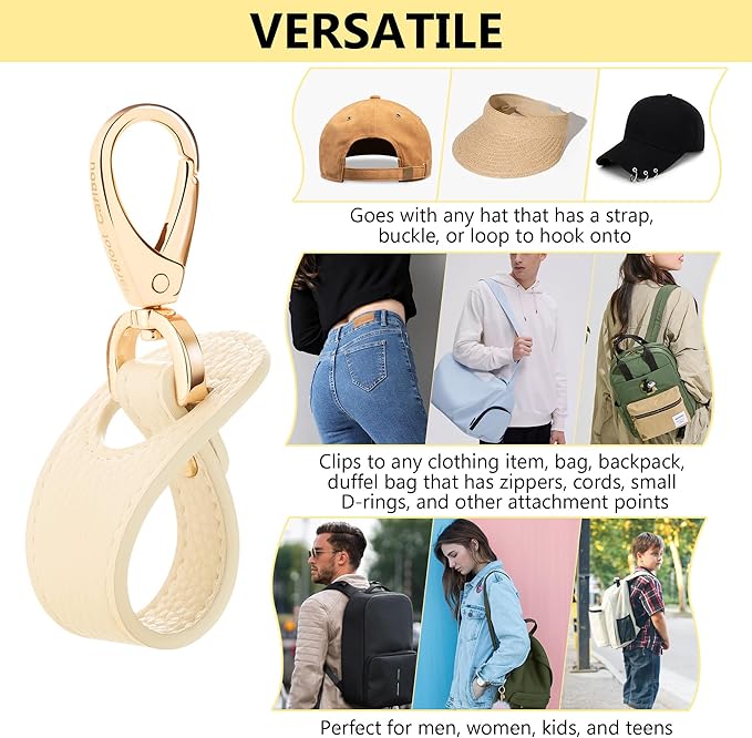 Hat Clip for Travel, Hands-Free Bag, Backpack, Purse, and Hiking Gear Clip-on Holder Strap for Baseball, Snapback, and Ponytail Caps