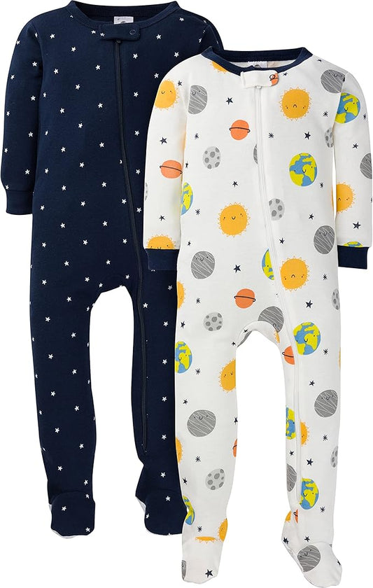 Gerber Baby Boys' 2-Pack Footed Pajamas