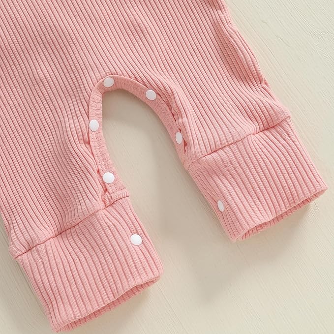 Newborn Baby Girls Rompers Knit Round Neck Long Sleeve Infant Fall Jumpsuits with Headband Coming Home Outfit