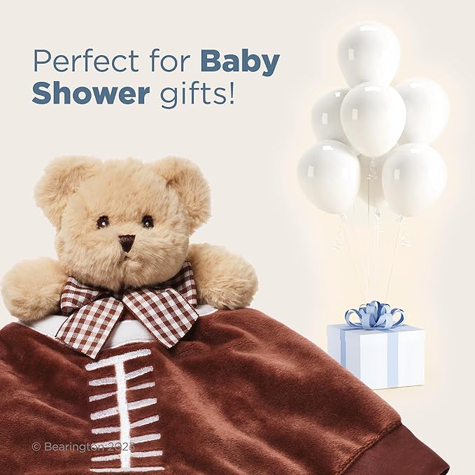 Bearington Collection Touchdown Snuggler Plush Football Lovey - 15-Inch Satin & Velour Security Blanket for Babies - Soft Plush Newborn Baby Football Toy for Boys
