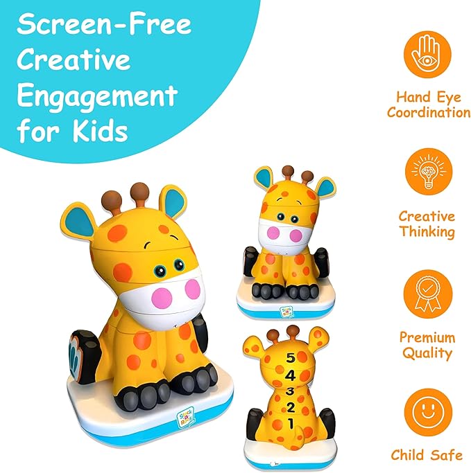 Stack-a-Roos Baby Giraffe by Salus Brands - Animal Stacking Toy, Educational Early Learning Toy for Infants Babies Toddlers, Age 12+ Months - Great Baby Gifts, STEM