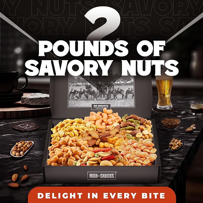 Nuts Gift Basket for Men | 8 Delicious Flavors of Gourmet Nuts | For Men, Dad, Husband, Son | Gift Box