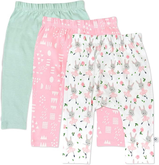 HonestBaby Unisex-Baby Multipack Harem Pants Roomy Fit Pull on Bottoms 100% Organic Cotton for Baby Boys, Girls