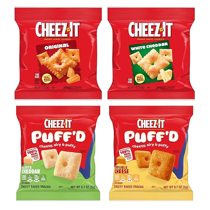 Cheez-It Cheese Crackers, Baked Snack Crackers, Lunch Snacks, Variety Pack (40 Pouches)