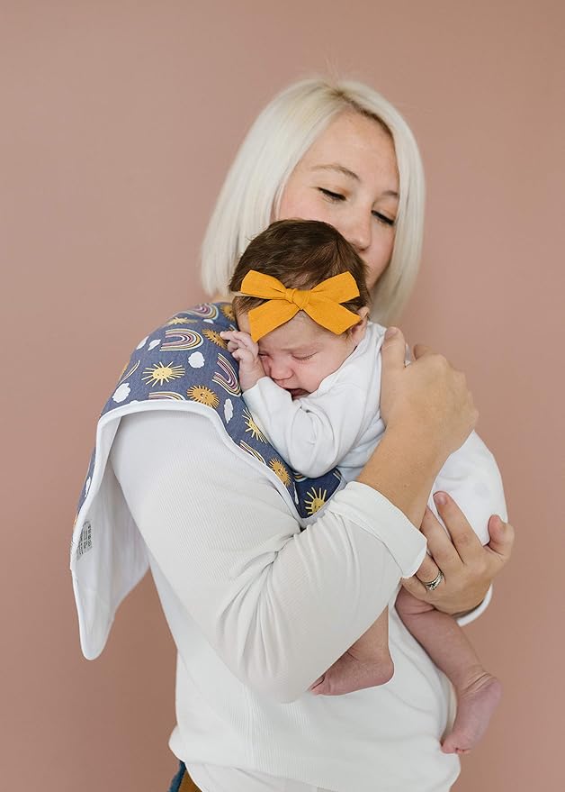 Copper Pearl Premium Baby Burp Cloths - 3-Pack Large Cotton Burp Cloths, Extra Soft Spit Up Rags with 3 Absorbent Layers, Perfect for Baby Boy and Baby Girl Gifts (21" x 10" Size, Hope Set)