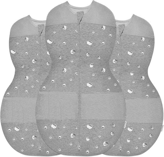 Happiest Baby Sleepea 5-Second Swaddle - 100% Organic Cotton Baby Swaddle Blanket - Doctor Designed Promotes Healthy Hip Development - 3-Pack Bundle (Graphite Planets, S, M, L)