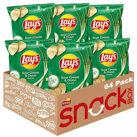 Lay's Potato Chips, Sour Cream & Onion, 1.5 Ounce (Pack of 64)