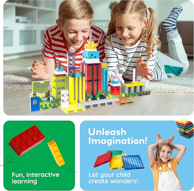 PicassoTiles 1016pcs Magnetic Tile & Building Brick Combo Construction STEM Toy Magnet Tiles for Creative Play Educational Toys for 3+ Large Bricks for Toddlers Compatible with Major Brands PTS1016