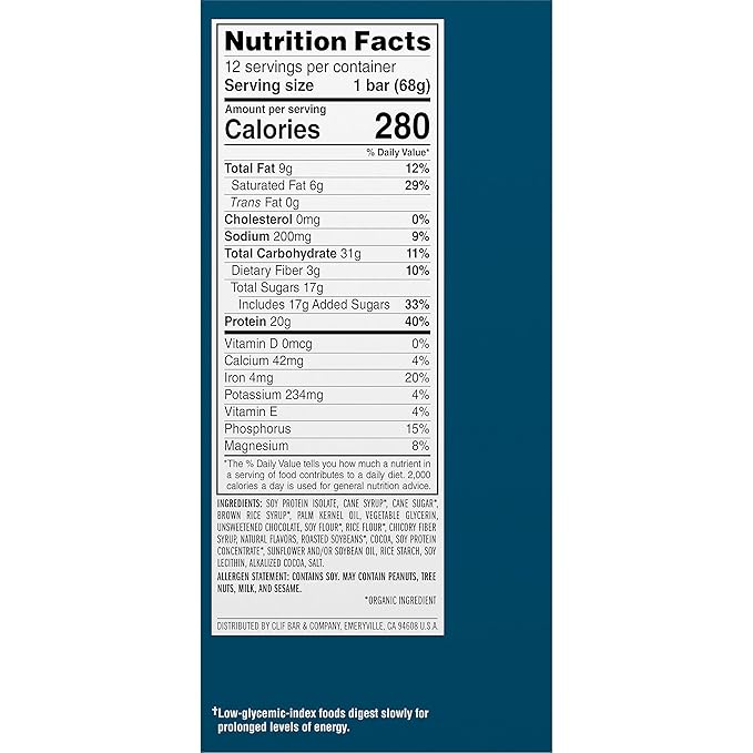 CLIF BUILDERS Protein Bars - Chocolate Mint Flavor - 20g Plant Based Protein - Gluten Free - Non-GMO - Low Glycemic - No Artificial Sweeteners - Value Pack, 2.4 oz. (12 Count)