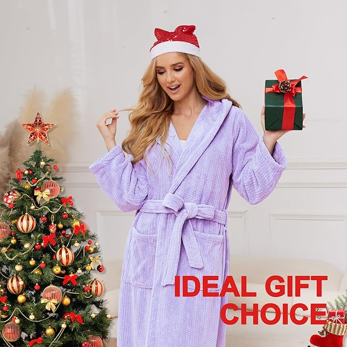 Hooded Bathrobes for Women, Soft Long Towel Robes for Women - Quick Dry yet Warm