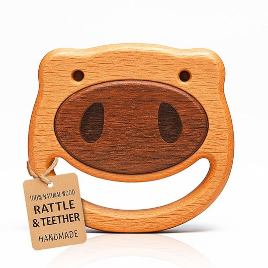 100% Wooden Baby Toy | No Paint, No Plastic | Eco-Friendly Rattle for 0–6 Months