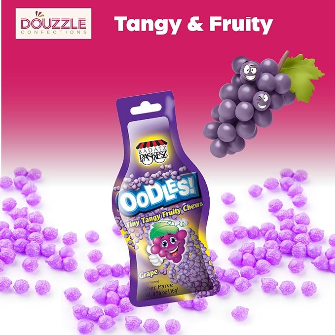 DOUzzle Back To School Oodles Grape Tiny Tangy Fruity Chews Mix (12 Count, 1 Pack) Individually Wrapped, Party Favor, Goodie Bag & Pinata Filler - Kosher Parve