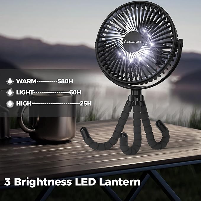 10000mAh Rechargeable Golf Cart Fan, 50H Run, Compatible with EZGO Club Car Yamaha, 7 inch Clip On Fan with Sturdy Tripod, 360° Pivot, 3 Speed & Timer, Cooling for Golf Cart Golf Palyer Essential