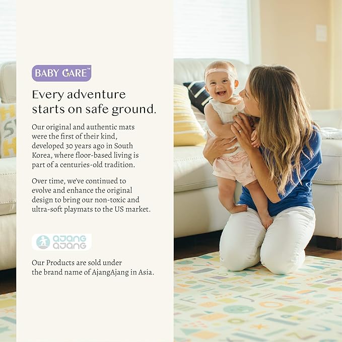 Baby Care Play Mat (Medium, Playful - Pinko & Friend) 73’’ x 49’’ Original One-Piece Reversible Rollable Waterproof Play Mat for Infants, Babies, Toddler, and Kids