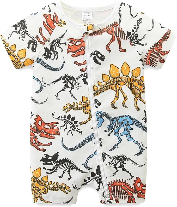 Baby Boy Girl Romper Short Sleeve 100% Cotton Bodysuit Outfits 2 Way Zipper Jumpsuit