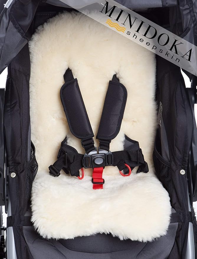 Desert Breeze Distributing Sheepskin Stroller Liner Insert - Stroller Mat for Seat Support - Baby Sheepskin Rug for Pushchair - Silky Soft Baby Cooling Mat for Travel in Summer or Winter Season