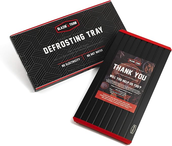 BLAZIN' THAW Defrosting Tray for Frozen Meat | 16" Family-Size | Aluminium Plate for Thawing Frozen Food | Natural Thawing Process | No Microwaves, No Cold/Warm Water Required |