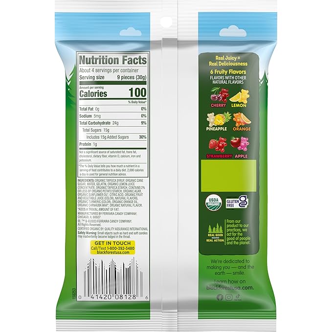 Black Forest Organic Gummy Bears Candy, 4 Ounce Bags (Pack of 12)