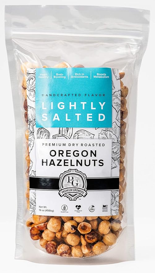 Oregon Farm To Table - Hazelnuts from Premium Growers - Dry Roasted - Lightly Salted – Kosher Certified - 1 LB
