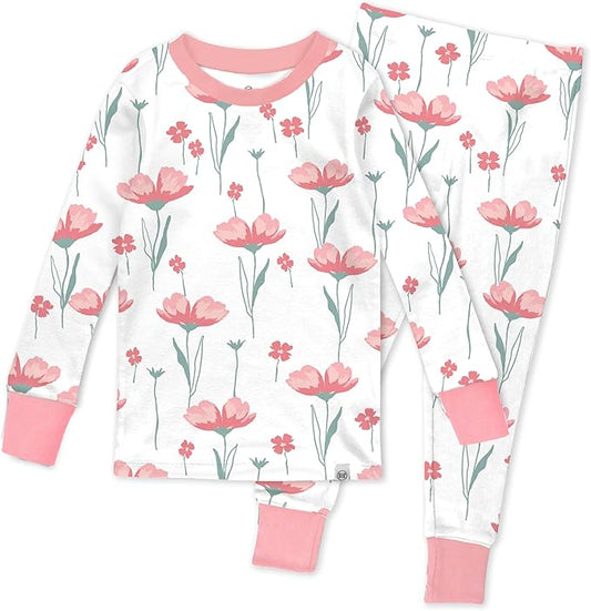 HonestBaby baby-girls 2-piece Pajamas Sleepwear Pjs 100% Organic Cotton for Baby, Toddler, Kids, Girl