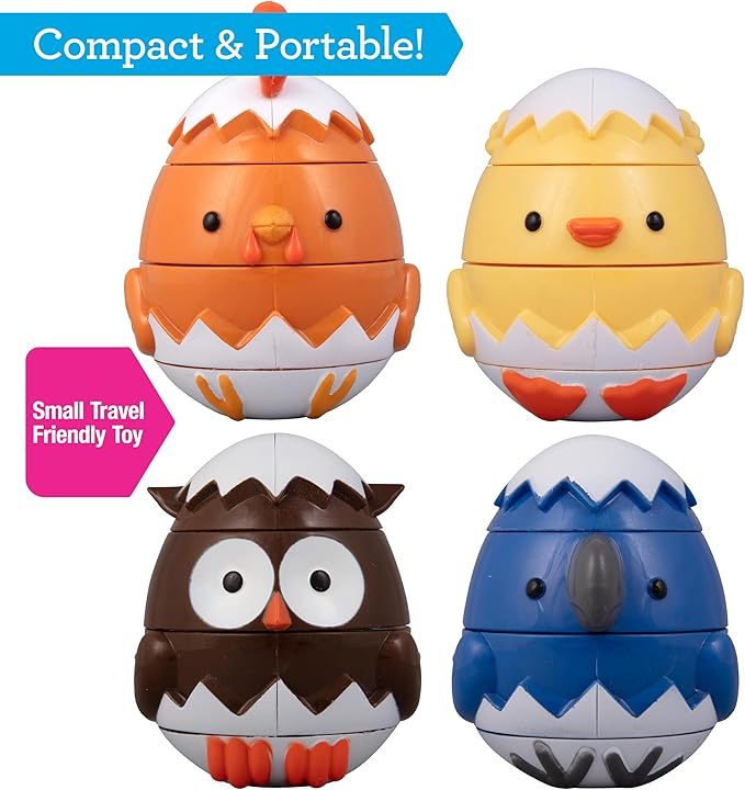 Egg Stacking & Sorting Animals, Mix & Match Adorable Hatching Friends- 4 Different Animals- Creative, Educational & Imaginative Hands On Building Toys- Baby Toddler Kids Xmas Gift- Chick Owl Duck Bird