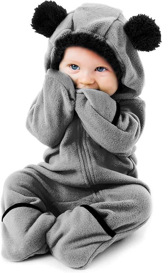 Cuddle Club Fleece Baby Bunting Bodysuit with Hood, Convertible Mittens & Booties, Car Seat Friendly, Soft & Warm, Easy Zip