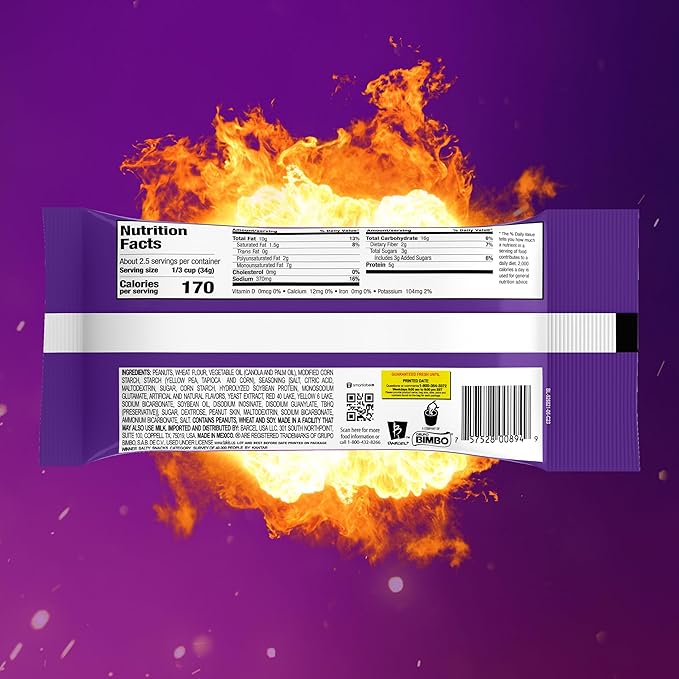 Takis Fuego Hot Nuts 36 Pack / 3.2 oz Snack Size Case, Hot Chili Pepper & Lime Flavored Extreme Spicy Double-Crunch Peanuts