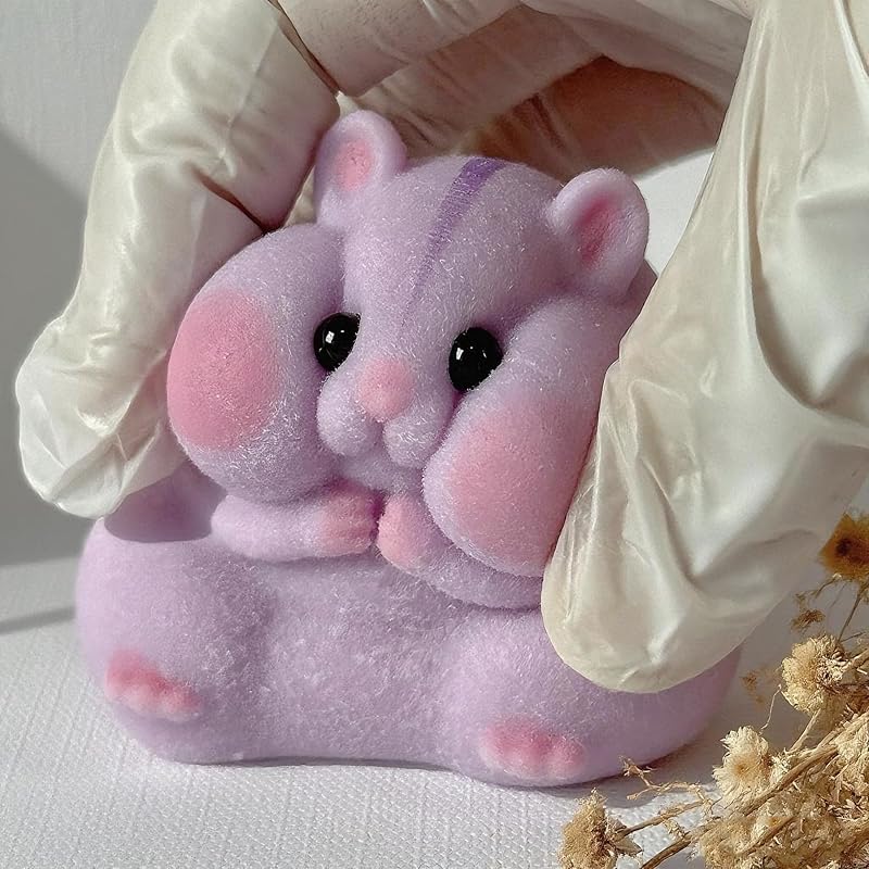 Handmade Taba Squishy Hamster Toy, Cute Squishy Hamster Fidget Toy, Realistic Hamster Toy, Soft Silicone Mochi Furry Toy, Stress Relief Gift for Adults & Kids, Sensory Anxiety Plushie (Purple)