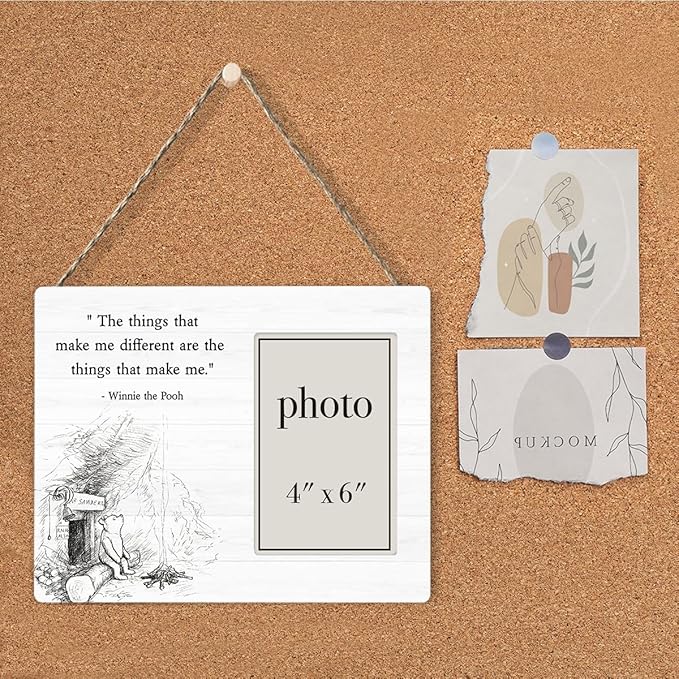 Pooh Bear Picture Frame, Inspirational Encouraging Gifts for Women Men Friends, The Things That Make Me Different Photo Frame for 4 x 6 Inch Photo