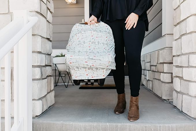 Copper Pearl Multi-Use Cover: Car Seat Covers, Nursing Cover, and Stroller Cover for Sun - Stretchy Fabric, All-Season Use, Stylish Designs, Easy Access for Moms - Trout