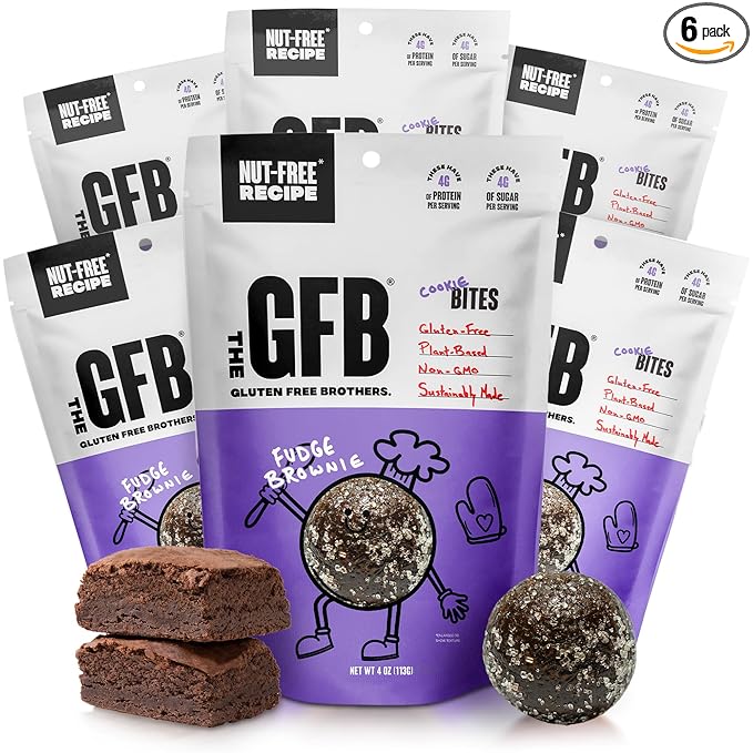 The GFB Fudge Brownie Cookie Protein Bites - Allergen Friendly & Nut Free - Gluten Free, Plant Based, Non GMO, Sustainably Made – Ridiculously Tasty, Healthy, Protein Energy Balls, 4 oz (6 Count)